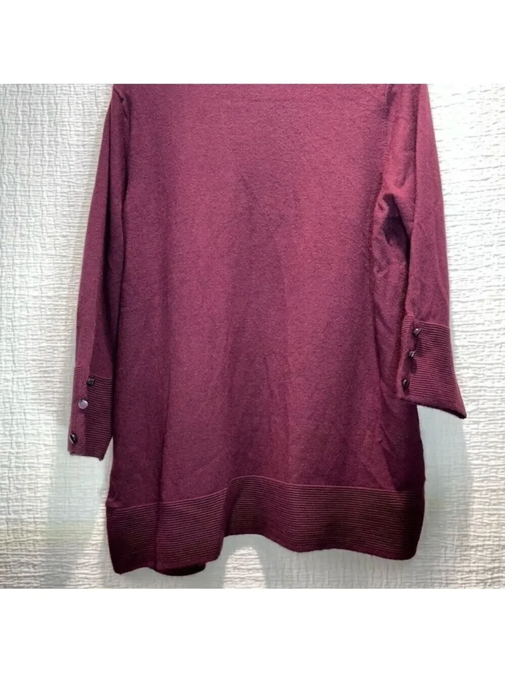 Evolution by Cyrus Ribbed Open Front Cardigan Burgundy Ancho Chili Red Medium